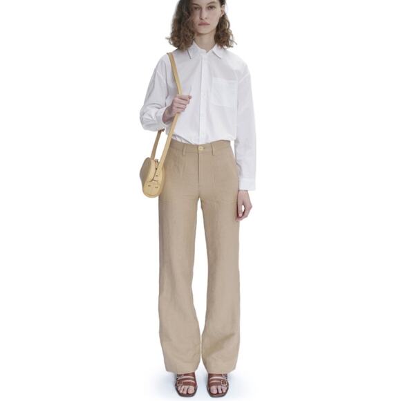 A.P.C. Seaside Trouser Pants •34/ US 0-2• Beige Linen Blend High Rise Wide Leg - Picture 1 of 16